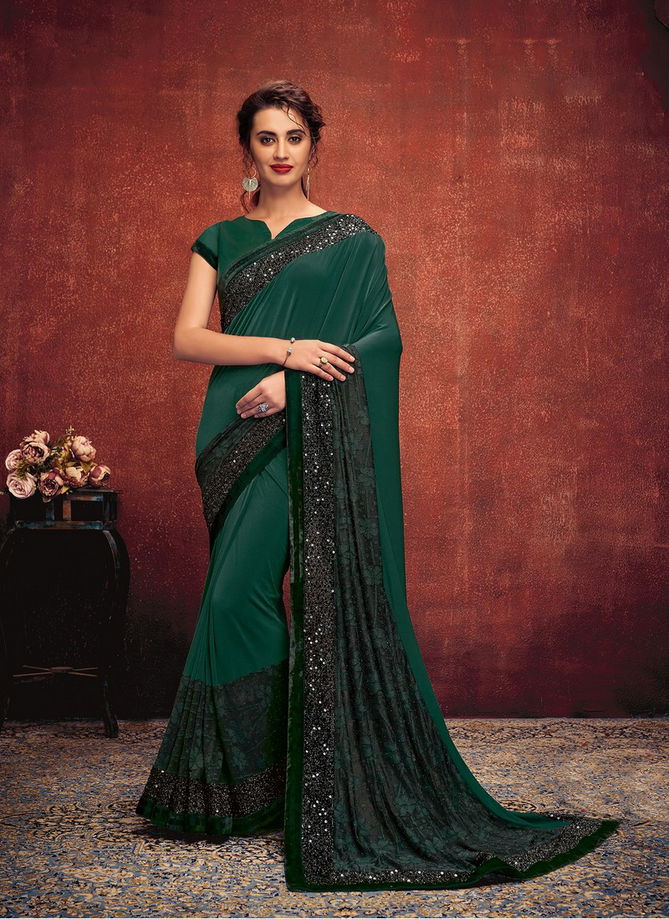 MAHOTSAV ESTELLA Latest Designer Fancy Praty Wear Self Striped Fabric Sequins And Thread Embroidery Lycra Heavy Saree Collection